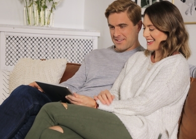 Couple looking at tablet